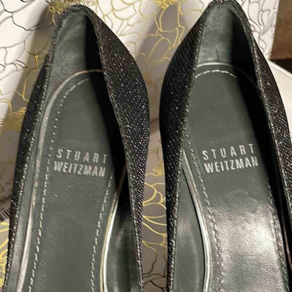 Stuart Weitzman Pinot Evening Pump Black Fabric shoes size 6 - Picture 4 of 9